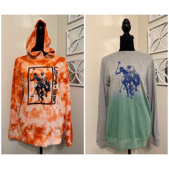 2-Pack U.S Polo Assn Orange/White & Gray/Green Hoodie’s - Picture 1 of 9